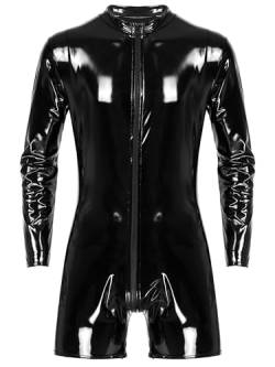 iiniim Herren Body Stringbody Overall Männer Bodysuit Wetlook Unterhemd Unterwäsche M-4XL A Schwarz C 3XL von iiniim