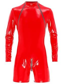 iiniim Herren Body Stringbody Overall Männer Bodysuit Wetlook Unterhemd Unterwäsche M-4XL Ab Rot B 3XL von iiniim