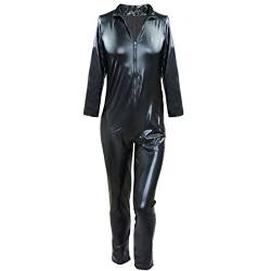iiniim Herren Catsuit Wetlook Optik Lackleder Overall Männer Ganzkörperanzug Bodysuit (XL, Schwarz) von iiniim