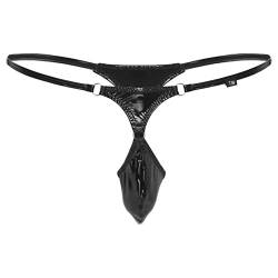 iiniim Herren Mini Micro Strings Tanga Wetlook G-String Thong Mini Slips Lack Bikini Briefs Lingerie Dessous Unterwäsche E Schwarz L von iiniim