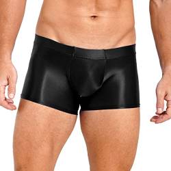 iiniim Herren Shorts Glossy Stretch Sport Shorts Sommer Kurze Hose Glanz Hotpants Nylon Panties Badeshorts Freizeitshorts A Schwarz XL von iiniim