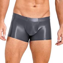 iiniim Herren Shorts Glossy Stretch Sport Shorts Sommer Kurze Hose Glanz Hotpants Nylon Panties Badeshorts Freizeitshorts Aa Dunkelgrau XL von iiniim