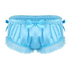 iiniim Herren Slips Bikini Briefs Männer Satin Sissy Panties Höschen Slips Dessous Unterwäsche Unterhose mit Rüschen A Blau XL von iiniim