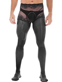 iiniim Herren Strumpfhose Transparent Nylon Hose Pantyhose Stretch Lange Unterhose Leggings Dessous Lingerie Unterhose A Schwarz L von iiniim