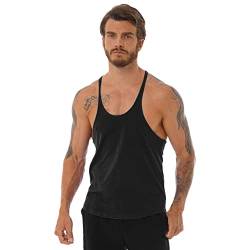 iiniim Herren Tank Top Ärmellos T-Shirts Gym Fitness Shirts Sport Weste Camisole Unterhemd Sommer Muskelshirt Schwarz L von iiniim