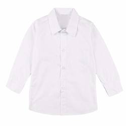 iiniim Jungen Hemd Langarm Baumwolle Schuluniform Shirt Tops Für Herbst/Winter Party Freizeit Casual Gr.92-170 Weiß 104-110 von iiniim