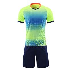 iiniim Kinder Jungen Sport Set 2tlg. Schnelltrockend T-Shirt + Shorts Sportanzug Trainingsanzug für Jogging Fussball Basketball Kleidung G Fluorescent Grün 122-128 von iiniim