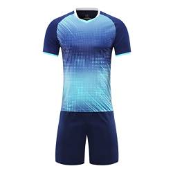 iiniim Kinder Jungen Sport Set 2tlg. Schnelltrockend T-Shirt + Shorts Sportanzug Trainingsanzug für Jogging Fussball Basketball Kleidung G Marine Blau 146-152 von iiniim