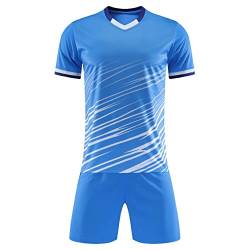 iiniim Kinder Jungen Sport Set 2tlg. Schnelltrockend T-Shirt + Shorts Sportanzug Trainingsanzug für Jogging Fussball Basketball Kleidung J Blau 140-146 von iiniim