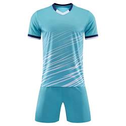 iiniim Kinder Jungen Sport Set 2tlg. Schnelltrockend T-Shirt + Shorts Sportanzug Trainingsanzug für Jogging Fussball Basketball Kleidung J Türkis 104-110 von iiniim