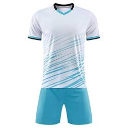 iiniim Kinder Jungen Sport Set 2tlg. Schnelltrockend T-Shirt + Shorts Sportanzug Trainingsanzug für Jogging Fussball Basketball Kleidung J Weiß 116-122 von iiniim