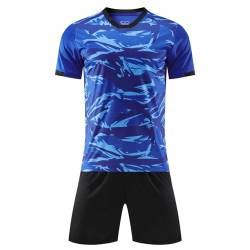 iiniim Kinder Jungen Sport Set 2tlg. Schnelltrockend T-Shirt + Shorts Sportanzug Trainingsanzug für Jogging Fussball Basketball Kleidung M Blau A 158-164 von iiniim