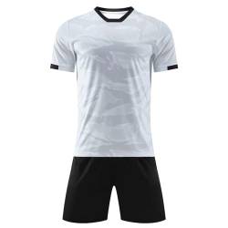 iiniim Kinder Jungen Sport Set 2tlg. Schnelltrockend T-Shirt + Shorts Sportanzug Trainingsanzug für Jogging Fussball Basketball Kleidung M Weiß A 122-128 von iiniim