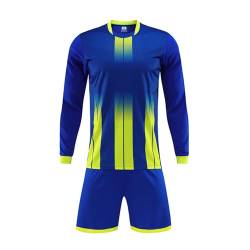 iiniim Kinder Jungen Sport Set Langarm Fußball Shirt + Shorts Fussball Trikot Basketball Jogging Sportanzug Trainingsanzug A Blau Langarm 110-116 von iiniim