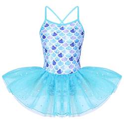 iiniim Kinder Kleid Mädchen Prinzessin Kleid Meerjungfrau Kostüm Ballerina Trikot Latein Tanzkleid Fasching Karneval Kostüm Partykleid T Blau T 128-140 von iiniim