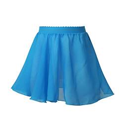 iiniim Kinder Mädchen Rock Chiffon Ballettrock mit Gummibund Minirock Ballettröckchen Tanzrock Sport Übung Wickelrock Gr.104-152 Aa Blau 170-176 von iiniim