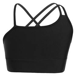 iiniim Kinder Mädchen Sport BH Gepolstert Elastizität Bustier Yoga BH ohne Bügel Atmungsaktiv Sports Bra Top Bb Schwarz 128 von iiniim