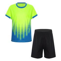 iiniim Kinder Sport Kleidung Set Jungen Fußball Trainingsanzug Kurzarm T-Shirt + Shorts Sportanzug Fußball Trikot Basketball Kleidung E Leuchtendes Grün A 146-152 von iiniim