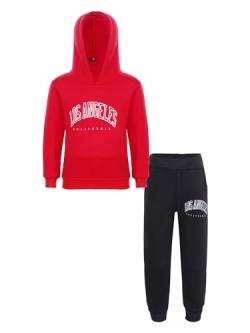 iiniim Kinder Sport Set Jungen Mädchen Sportanzug Trainingsanzug Langarm Pullover Sweatshirt mit Hose Sport Jogginganzug A Rot&Schwarz A 110-116 von iiniim