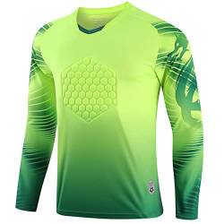 iiniim Kinder Torwart Trikots Jungen Fußball Trikot Gepolstert Torwart Shirt Langarm Sport Shirt Basketball Fußballtraining Tops B Fluorescent Grün A 158-164 von iiniim