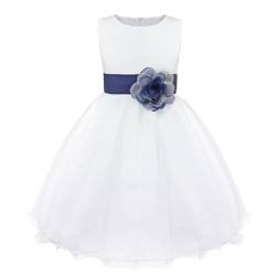 iiniim Mädchen Kleid Festliche Prinzessin Kleider Blumenmädchenkleider Weißes Taufkleid Hochzeitskleid Partykleid Festzug Gr.92-176 A Marineblau 110 von iiniim