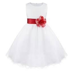 iiniim Mädchen Kleid Festliche Prinzessin Kleider Blumenmädchenkleider Weißes Taufkleid Hochzeitskleid Partykleid Festzug Gr.92-176 A Rot 98 von iiniim