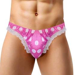 iixpin Sissy Slip Panty Herren Pink Polka Dots G-String Tanga Bikini Briefs Erotik Dessous Unterwäsche Männer Panties in 5 Farbe Rose XL von iixpin