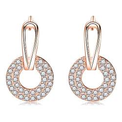 Ohrringe Silber 925 Hängend Ohrringe Rosegold, Creolen Rosegold Creolen Silber 925 Double Circle Hoop Ohrringe mit Zirkonia für Damen Mädchen von ilasif