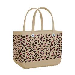 ilbcavne Übergroße Gummi-Strandtaschen für Männer und Frauen, Gummi Tote Bag Große Tragbare Strandtaschen Handtasche für Frauen Outdoor Silikon Tote-Beach Bag Waschbar(Color:Leopard) von ilbcavne