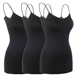 iloveSIA® Unterhemd Damen Spaghettiträger Tops Tank Top mit verstellbaren Trägern Schwarz,M von iloveSIA