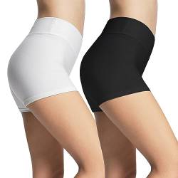 iloveSIA 2X Shorts Damen kurz Schwarz+weiß Frauen Jogging Sport-Fitness Shorts Slim fit Yoga Shorty, M von iloveSIA