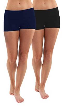 iloveSIA Damen Shorts Kurze Radlerhose Sportshorts Tanzshorts Fitness Yoga Hotpants aus Baumwolle Unterziehhose Biker Shorts Schwarz +Dunkelblau XL von iloveSIA