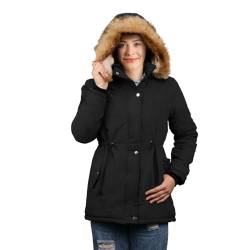 iloveSIA Damen Wintermantel warm leicht und weich Winterjacke flauschig mit Pelzkapuze von iloveSIA