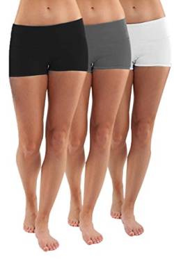 iloveSIA Shorts Damen Sport kurz Fitness Pants Laufhose Yoga Capri Short Schwarz&weiß&grau,M von iloveSIA