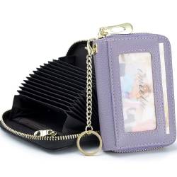 imeetu Card Holder for Women RFID Card Holder Wallet Slim Leather Cardholder Damen with 12 Card Slots, 2 Wide Cash Slots, Keyring & ID Window (Small,Hellviolett) von imeetu