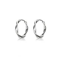 Immobird Twisted Creolen 925 Sterling Silber Creolen Ohrringe Einfach Klassische Kreolen Ohrringe für Damen Herren Durchmesser 16mm (Weiß) von immobird