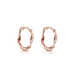 Immobird Twisted Creolen Rosegold 925 Sterling Silber Creolen Ohrringe Einfach Klassische Kreolen Ohrringe für Damen Herren Durchmesser 16mm (Rosegold) von immobird