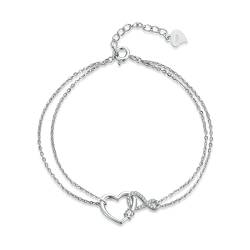 immobird Damen Armband 925 Sterling Silber Infinity Armband Frauen Herz Armbänder für Damen Geschenke für Mama Frauen von immobird