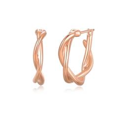 immobird Damen Ohrringe 925 Sterling Silber Newel RoseGold Ohrringe Creolen Geburtstag Geschenk für Frauen von immobird