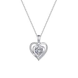 immobird Kette Herz Silber Halskette Damen Silber 925 mit Anhänger Herz Schmuckset Damen Jahrestag Geschenk für Mutter Damen von immobird