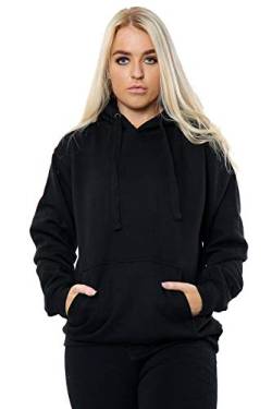 Damen Oversize Pullover Einfarbig Hoodie Top mit Reißverschluss Hoodies Sweatshirt Top Pullover UK 10-18 Gr. 42, Schwarz von imporio 11