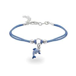 inSCINTILLE Armband Kinder mit Gewachstem Draht und 925 Sterling Silber Charme, Armband für Jungen und Mädchen mit Geschenkbox (Blauer Delfin) von inSCINTILLE