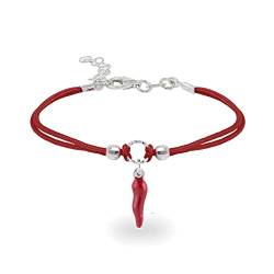 inSCINTILLE Armband Kinder mit Gewachstem Draht und 925 Sterling Silber Charme, Armband für Jungen und Mädchen mit Geschenkbox (Chili) von inSCINTILLE