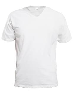 Seiden T-Shirt Herren V-Ausschnitt Weiß, 100% Seide, Jersey (Medium) von inSilk
