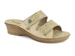 inblu Damen Doppelte Hausschuhe mit verstellbarem Riemen Schiebe-Sandalen, Sand, 40 EU von inblu