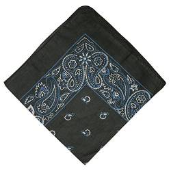 indischerbasar.de Bandana Nickituch Kopftuch schwarz mit blau-weißem Paisley-Muster Baumwolle 50x50 cm Accessoire von indischerbasar.de