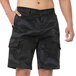 ineepor Bermuda Shorts Herren Baumwolle Cargo Shorts Herren Kurze Hose mit Reißverschlussttasche,DarkCamou,s von ineepor