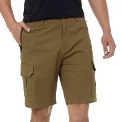 ineepor Bermuda Shorts Herren Baumwolle Cargo Shorts Herren Kurze Hose mit Reißverschlussttasche,DarkKhaki,3XL von ineepor