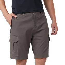 ineepor Bermuda Shorts Herren Baumwolle Cargo Shorts Herren Kurze Hose mit Reißverschlussttasche,GreenishGrey,L von ineepor