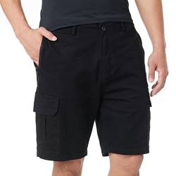 ineepor Bermuda Shorts Herren Baumwolle Cargo Shorts Herren Kurze Hose mit Reißverschlussttasche,Schwarz,M von ineepor